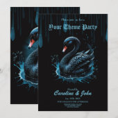 Eleganz in Bewegung, der schwarze Schwan Einladung (Vorne/Hinten)