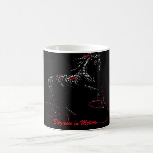 Eleganz in Bewegung Pferd-Typografie Kaffeetasse (Mittel)