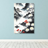 Eleganz in Bloom: Blumen und Landschaft Harmonie Leinwanddruck (Insitu (Holzboden))