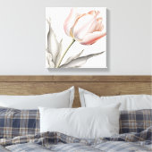 Eleganz in Bloom: Rosa Tulip mit Blätter Leinwanddruck (Insitu (Schlafzimmer))
