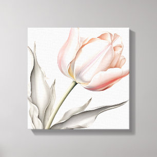 Eleganz in Bloom: Rosa Tulip mit Blätter Leinwanddruck