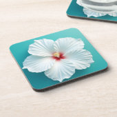 Eleganz in Bloom: Weißer Hibiskus Harmonie Getränkeuntersetzer (Linke Seite)