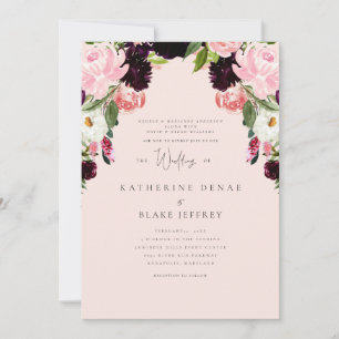 Eleganz in der Luft Rosafarbenes Florales Hochzeit Einladung