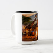 Eleganz in der Wildnis: Majestic Giraffe Silhouett Zweifarbige Tasse (Vorderseite Links)
