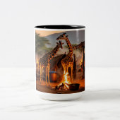 Eleganz in der Wildnis: Majestic Giraffe Silhouett Zweifarbige Tasse (Mittel)