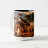 Eleganz in der Wildnis: Majestic Giraffe Silhouett Zweifarbige Tasse (Vorderseite Links)