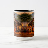 Eleganz in der Wildnis: Majestic Giraffe Silhouett Zweifarbige Tasse (Mittel)