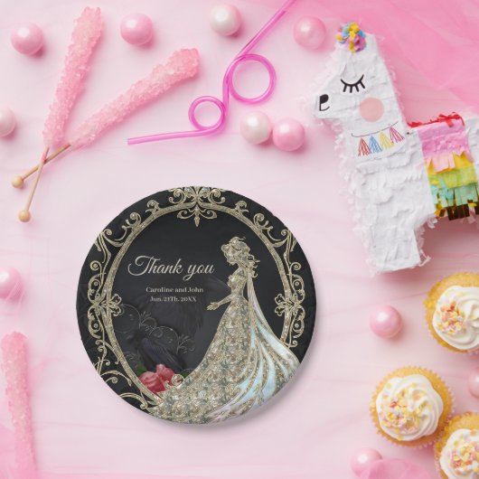 Eleganz in Gold und Schwarz. Pappteller (Party)