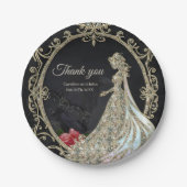 Eleganz in Gold und Schwarz. Pappteller (Vorderseite)