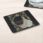 Eleganz in Gold und Schwarz. Rechteckiger Pappuntersetzer (angewinkelt)