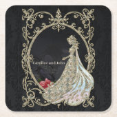 Eleganz in Gold und Schwarz. Rechteckiger Pappuntersetzer (Vorderseite)