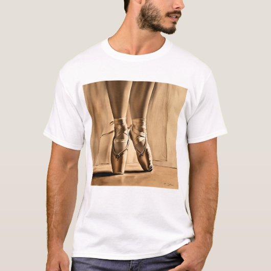 Eleganz in Motion: Ballet Shoe Sketch T-Shirt (Vorderseite)
