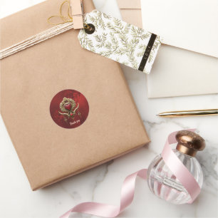 Eleganz in rotem Glanz mit verziertem Herz Runder Aufkleber