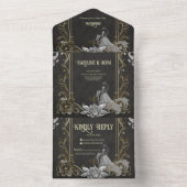 Eleganz in Silber und Schwarz. All In One Einladung (Innen Boden)