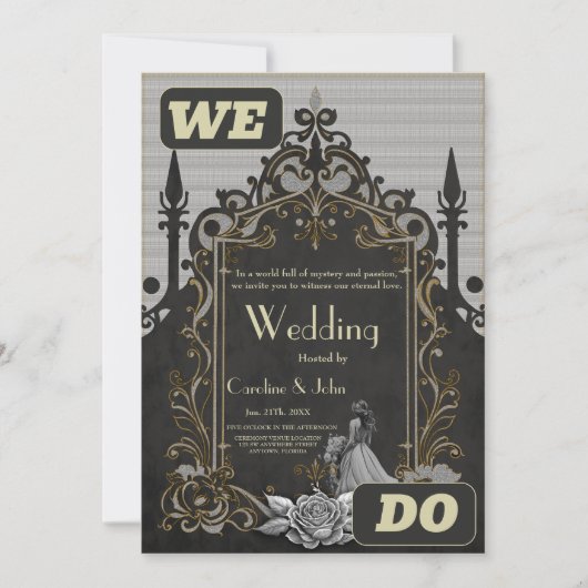 Eleganz in Silber und Schwarz. Einladung (Vorderseite)