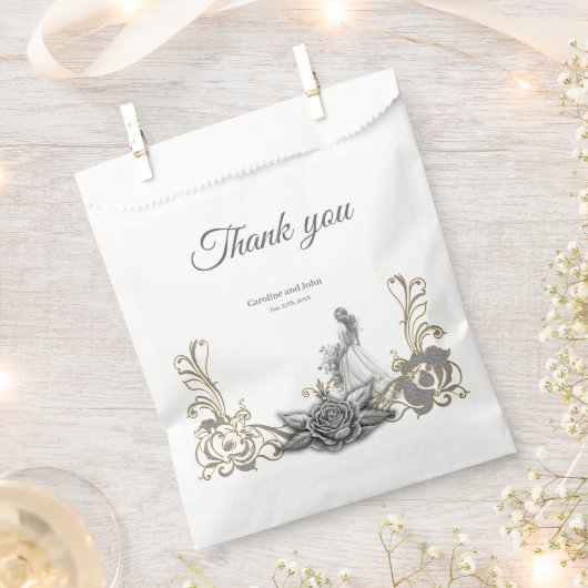 Eleganz in Silber und Schwarz. Geschenktütchen (Ausgeschnitten)