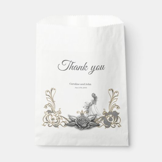 Eleganz in Silber und Schwarz. Geschenktütchen (Vorderseite)