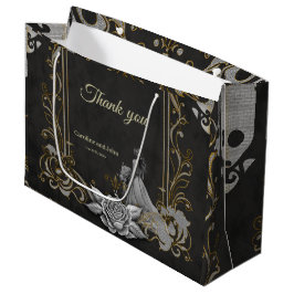 Eleganz in Silber und Schwarz. Große Geschenktüte