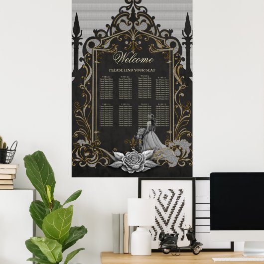 Eleganz in Silber und Schwarz. Poster (Heimbüro)