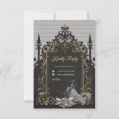 Eleganz in Silber und Schwarz. RSVP Karte (Vorderseite)