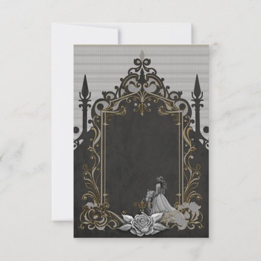 Eleganz in Silber und Schwarz. RSVP Karte (Rückseite)