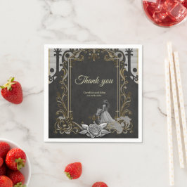 Eleganz in Silber und Schwarz. Serviette