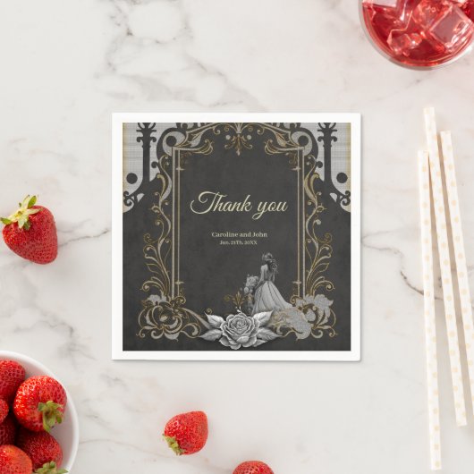 Eleganz in Silber und Schwarz. Serviette (Beispiel)
