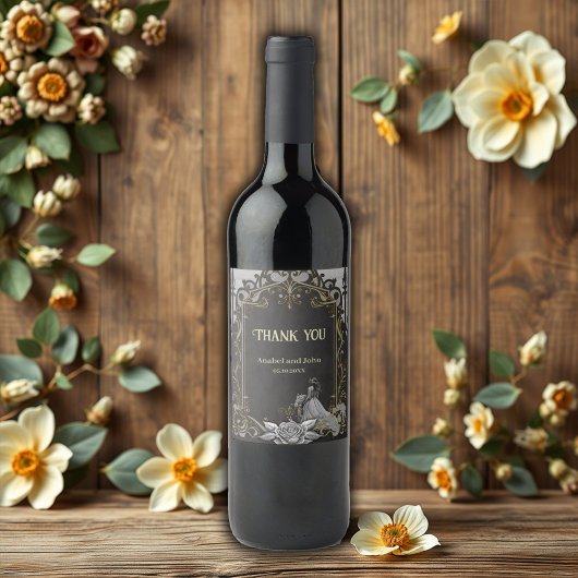 Eleganz in Silber und Schwarz. Weinetikett