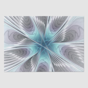 Eleganz Moderne Blau Grau Weiße Fractal Art Blume Seidenpapier