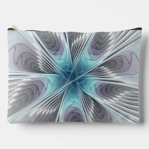 Eleganz Moderne Blau Grau Weiße Fractal Art Blume Zubehörtasche