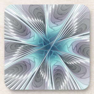 Eleganz Moderne Blaue Graue Weiße Fractal-Kunst-Bl Getränkeuntersetzer