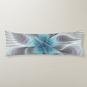 Eleganz Moderne Blaue Graue Weiße Fractal-Kunst-Bl Seitenschläferkissen
