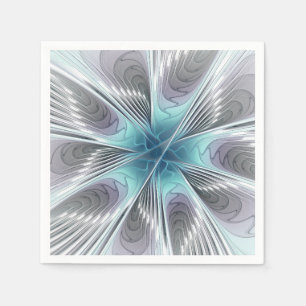 Eleganz moderne blaue graue weiße Fraktal-Kunst-Bl Serviette