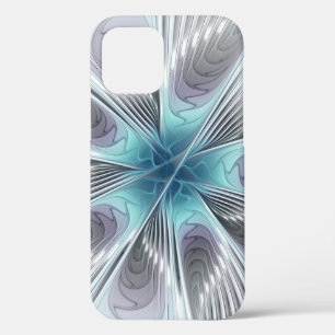 Eleganz Moderne Blaugrau Weiße Fractal Art Blume Case-Mate iPhone Hülle