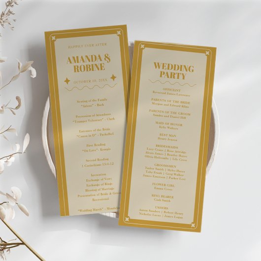 Eleganz Moderne Vintage-Hochzeitsprogramme