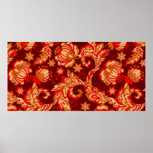 Eleganz, nahtlos mit ethnischen Blume, vin Poster