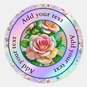 Eleganz-Rosen in rosa und gelber Wasserfarbe Paste Runder Aufkleber
