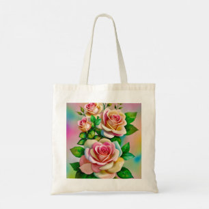 Eleganz Rosen Pink und Gelb Wasserfarbe Pastell Tragetasche
