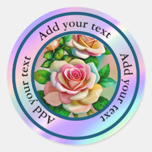 Eleganz-Rosen Rosa und Gelb Aquarell-Pastell Runder Aufkleber