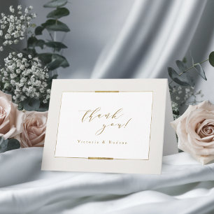 Eleganz schlicht modern klassisch Hochzeit Dankeskarte