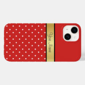 Eleganz und Stil: Tomatenrot und weiße Punkte Case-Mate iPhone Hülle (Rückseite (Horizontal))