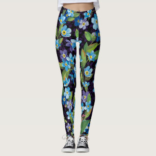 Eleganz Vergissmeinnicht Blumenmuster Leggings