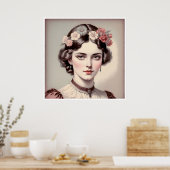 Eleganz von Antan, Schönheit mit Blüten Poster (Küche)