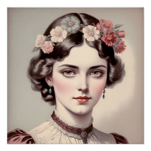 Eleganz von Antan, Schönheit mit Blüten Poster