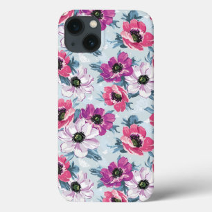 EleganzfarbBlumenmuster auf Blau Case-Mate iPhone Hülle