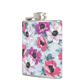 EleganzfarbBlumenmuster auf Blau Flachmann (Links)