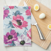 EleganzfarbBlumenmuster auf Blau Handtuch (Viertel Falte)