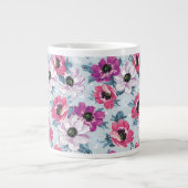 EleganzfarbBlumenmuster auf Blau Jumbo-Tasse (Vorderseite)
