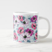 EleganzfarbBlumenmuster auf Blau Jumbo-Tasse (Rechts)