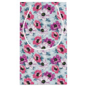 EleganzfarbBlumenmuster auf Blau Kleine Geschenktüte (Rückseite)